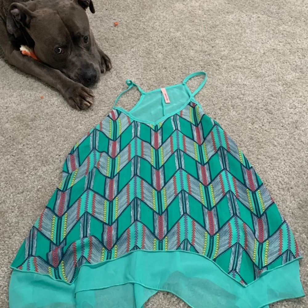 Brand New Teal Geometric Blouse